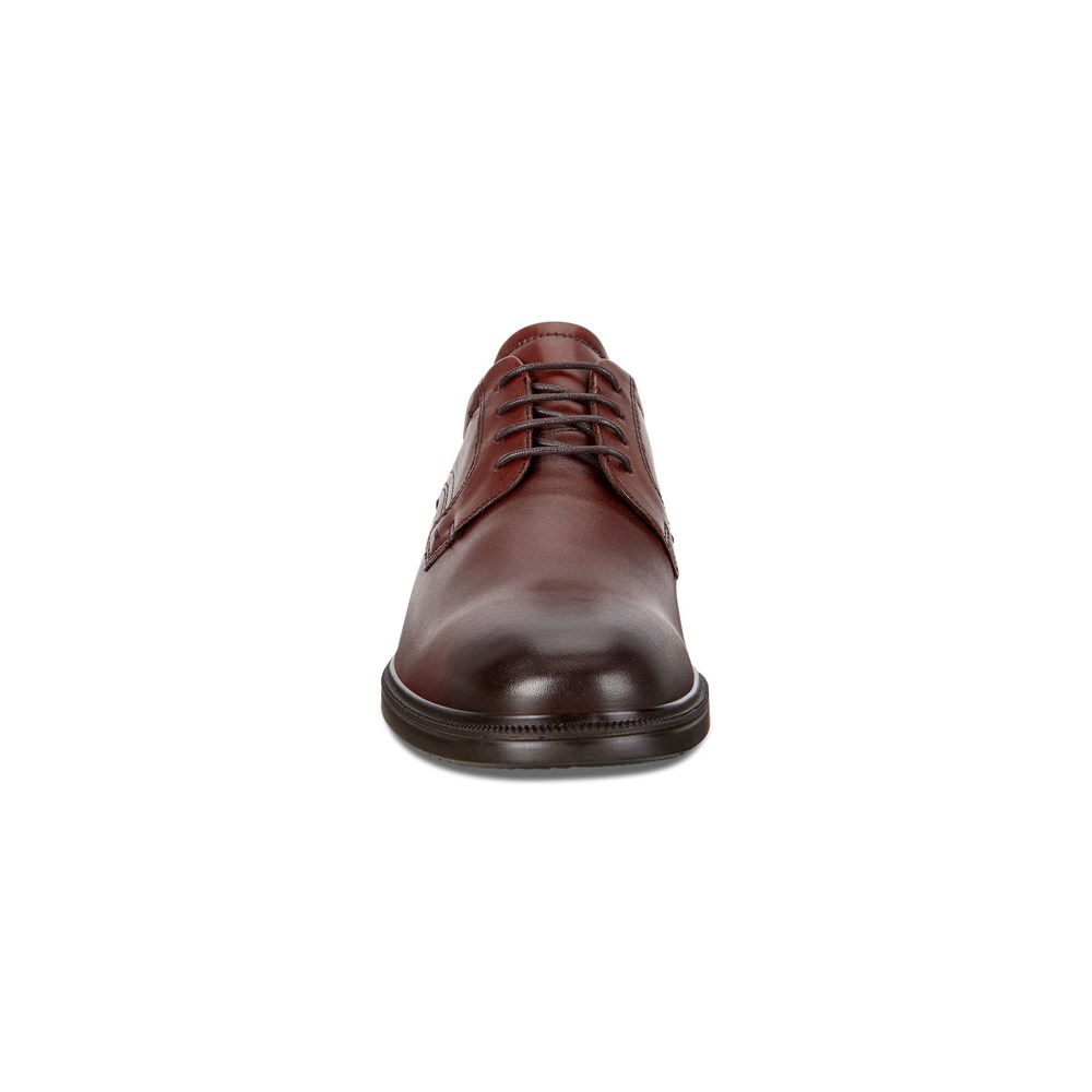 Mens Dress Shoes - ECCO Lisbon Plain Toe Tie - Brown - 8063OJDRB